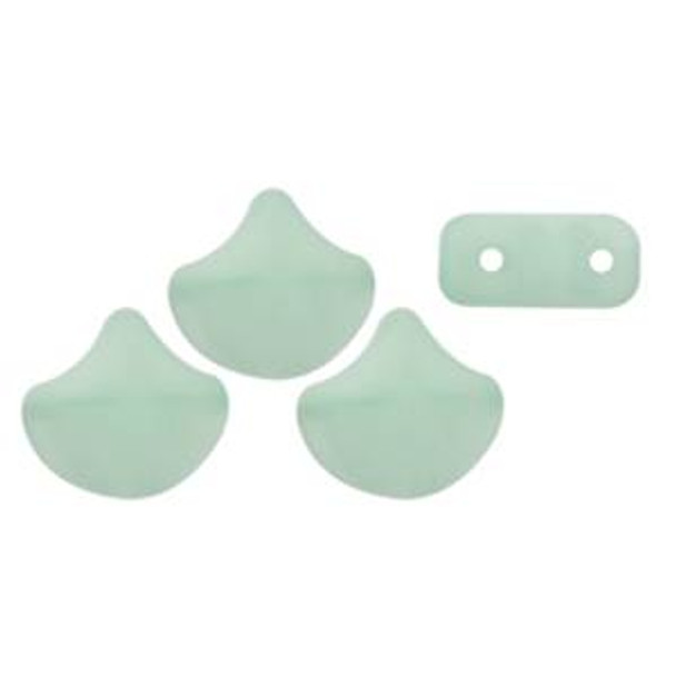 2-Hole GINKGO LEAF Czech Glass Beads  Matte - Chrysolite