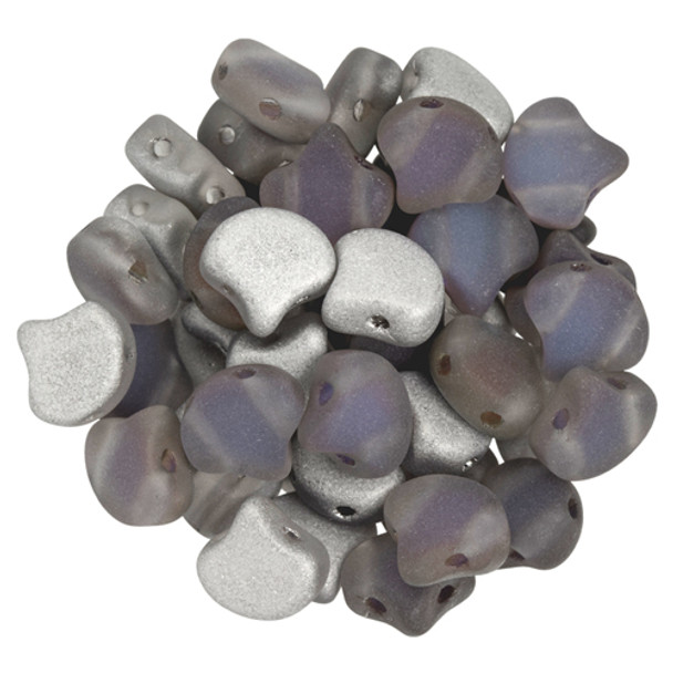 2-Hole GINKGO LEAF Czech Glass Beads  Backlit - Matte Petroleum