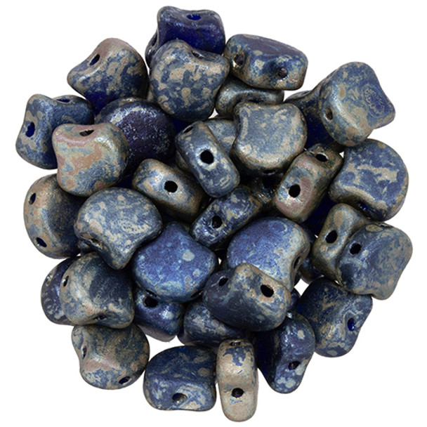 2-Hole GINKGO LEAF Czech Glass Beads  Matte - Cobalt - Rembrandt