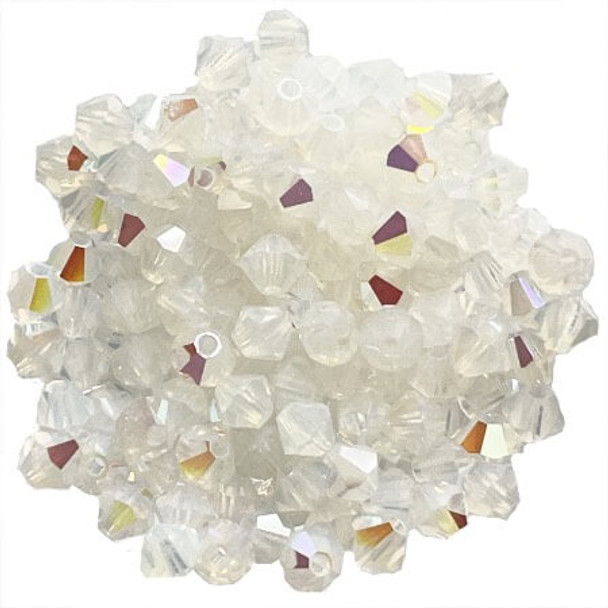 Preciosa Crystal 4mm Bicone Beads WHITE OPAL AB