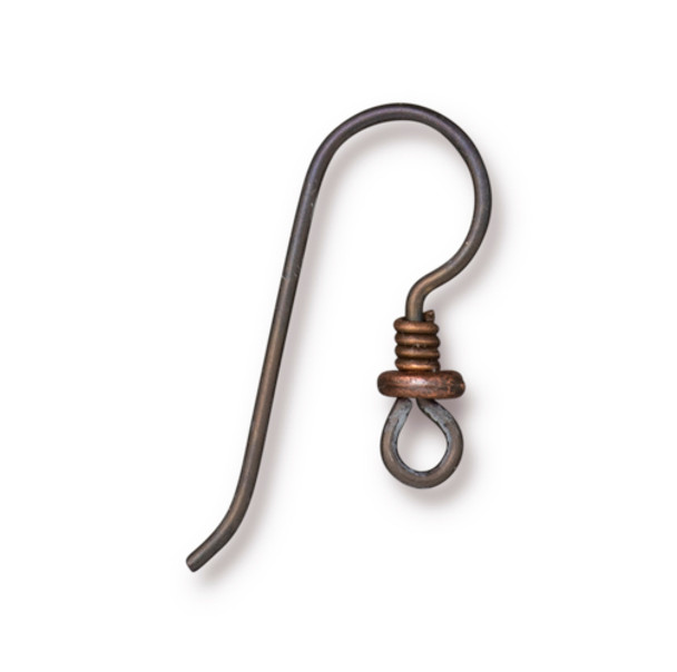 TierraCast EAR WIRE French Hook w/heishi and coil Niobium Copper