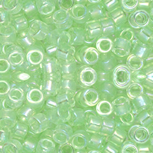 Toho AIKO 11/0 Seed Beads TRANSPARENT DYED SPRING GREEN RAINBOW