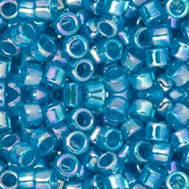 Toho AIKO 11/0 Seed Beads WHITE-LINED AQUA RAINBOW