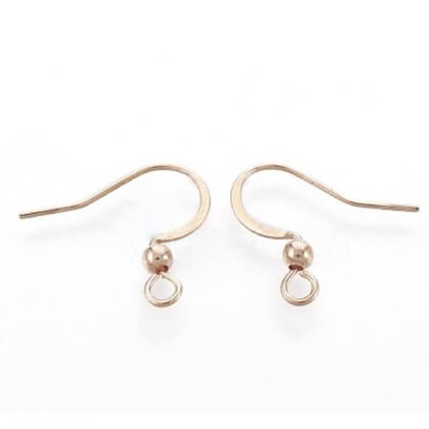 Ear Wire FLAT FRENCH w/ 2mm Ball 19x16mm Rose Gold Plated