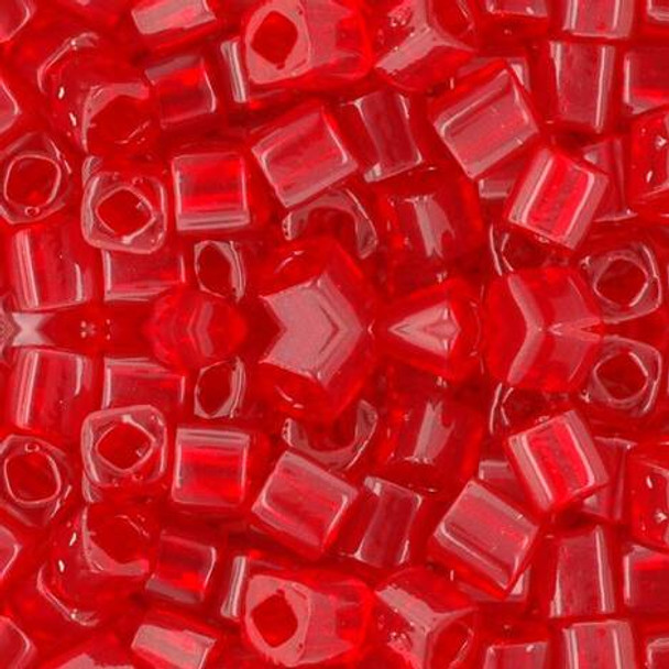 Toho CUBE Seed Beads 4mm TRANSPARENT RUBY