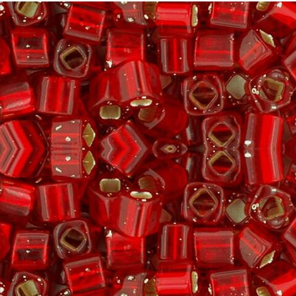Toho CUBE Seed Beads 4mm SILVER LINED SIAM RUBY