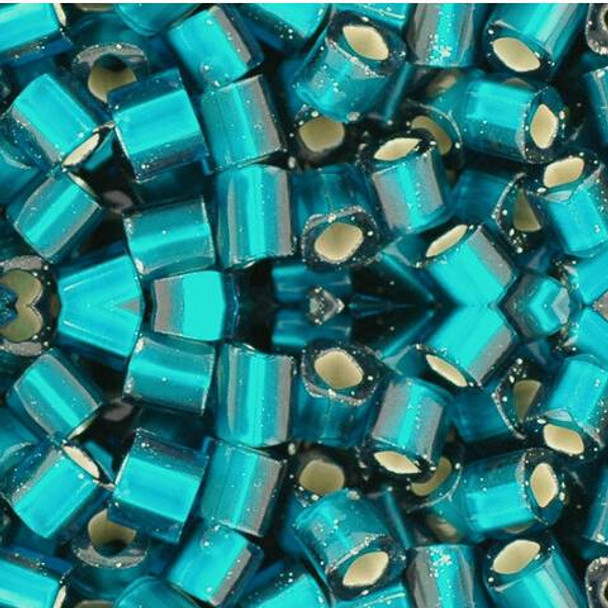 Toho CUBE Seed Beads 4mm SILVER LINED FROSTED TEAL