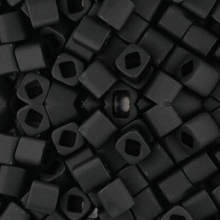 Toho CUBE Seed Beads 4mm OPAQUE FROSTED JET
