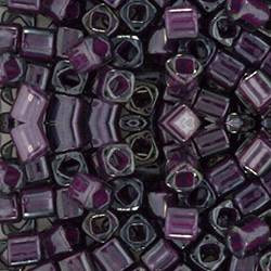 Toho CUBE Seed Beads 4mm GRAY MAGENTA LINED