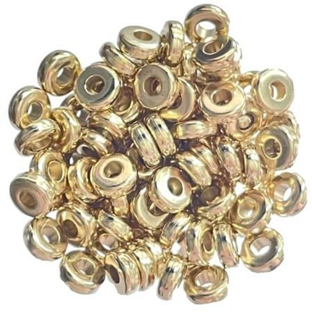 ROUND BEAD SPACERS 6x4mm Gold Plated