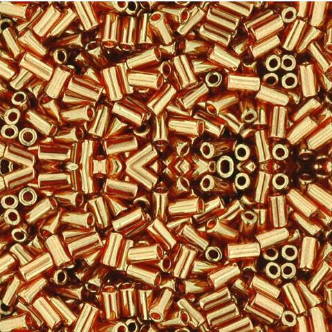 Toho BUGLE Seed Beads 3mm GOLD LUSTERED AFRICAN SUNSET