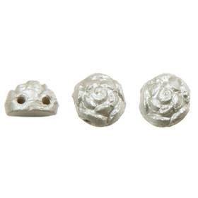 2-Hole ROSETA CABOCHON 6mm Czech Glass Beads Powdery-Cool Gray