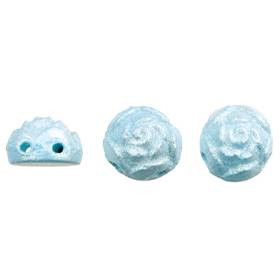 2-Hole ROSETA CABOCHON 6mm Czech Glass Beads Blossom-Blue Poppy