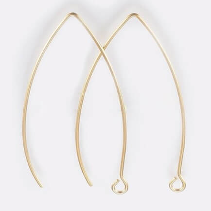 Ear Wire w/Loop CARET SHAPED 41x22mm Gold Plated Stainless Steel
