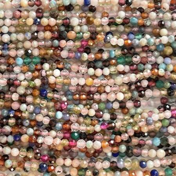 PINK MULTI STONE 2mm High Grade Faceted Gemstone Beads