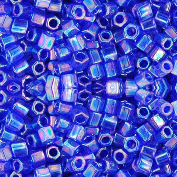 Toho HEXAGON 8/0 Seed Beads TRANSPARENT RAINBOW COBALT