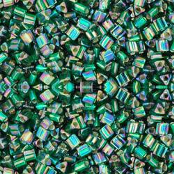 Toho TRIANGLE 11/0 Seed Beads SILVER LINED RAINBOW GREEN EMERALD