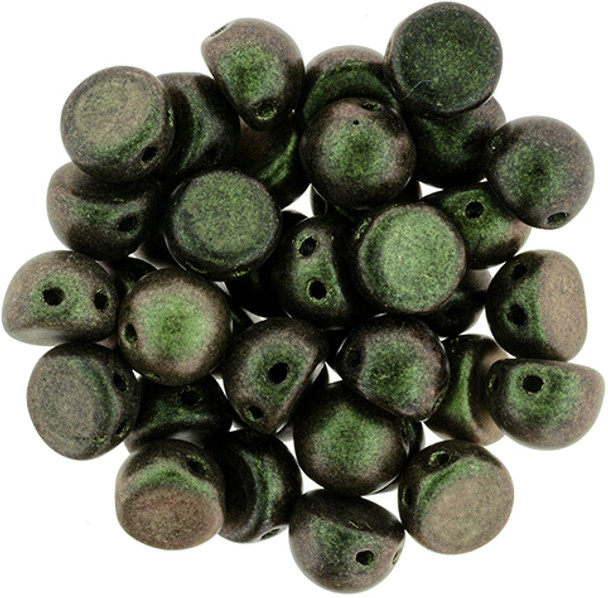 2-Hole Cabochon Beads POLYCHROME OLIVE MAUVE