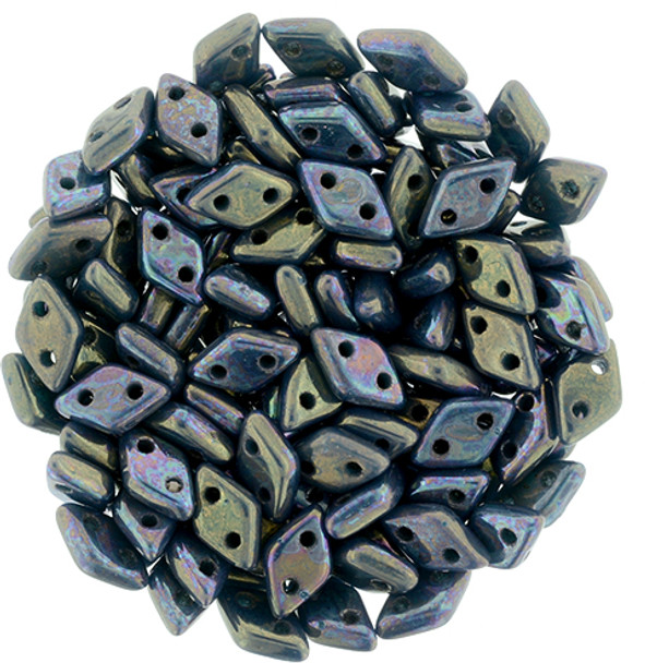 2-Hole Diamond Beads OXIDIZED BRONZE