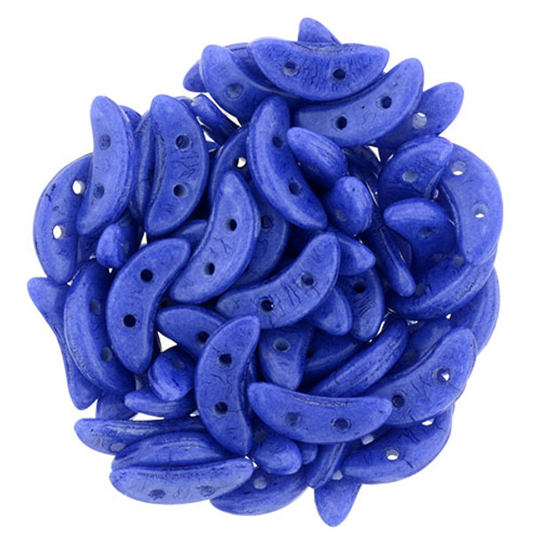 2-Hole Crescent Beads OPAQUE SNORKEL BLUE