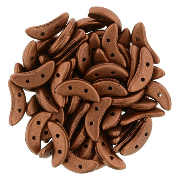 2-Hole Crescent Beads MATTE METALLIC ANTIQUE COPPER