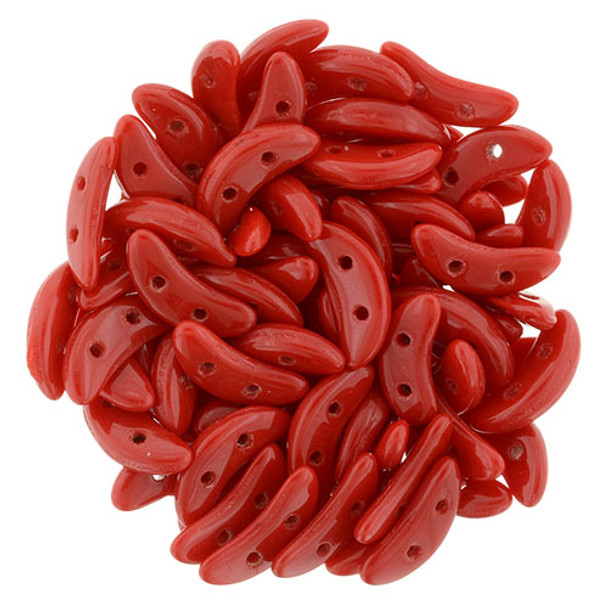 2-Hole Crescent Beads OPAQUE RED