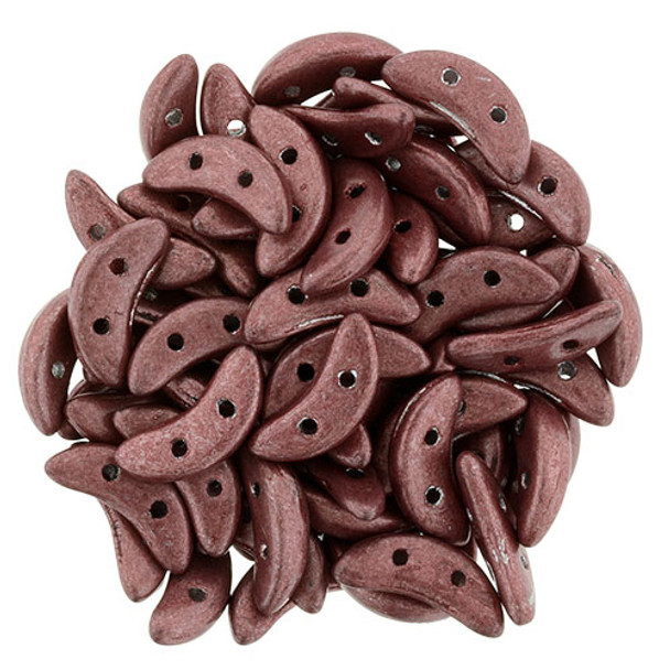 2-Hole Crescent Beads SATURATED METALLIC COPPER PINK