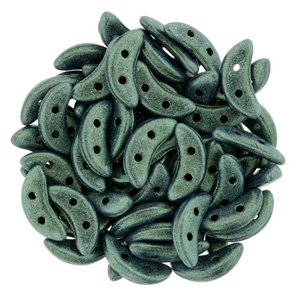 2-Hole Crescent Beads METALLIC SUEDE LT GREEN