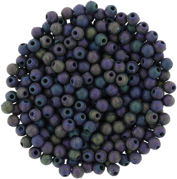 FINIAL Half-Drilled 2mm Czech Glass Beads MATTE IRIS PURPLE