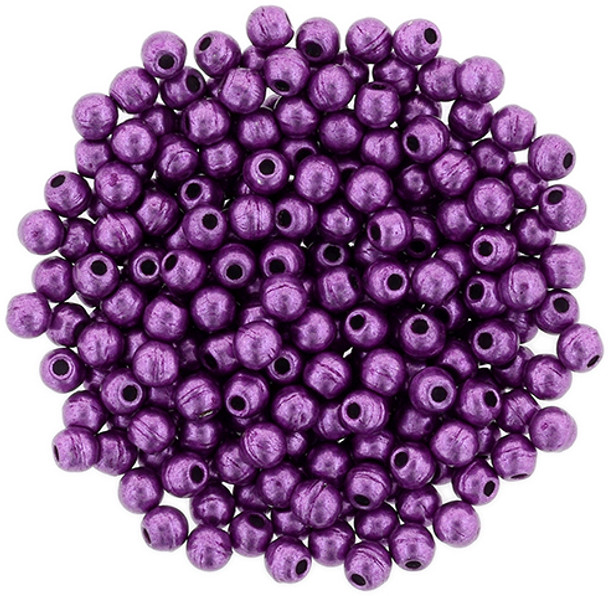 FINIAL Half-Drilled 2mm Czech Glass Beads SATURATED METALLIC SPRING CROCUS