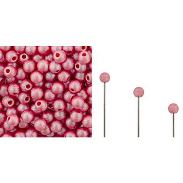 FINIAL Half-Drilled 2mm Czech Glass Beads METAL LUSTER OPAQUE RED