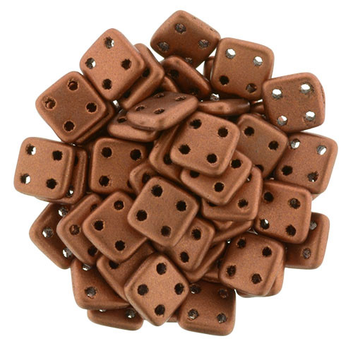 4-Hole QuadraTile 6mm CzechMates MATTE METALLIC ANTIQUE COPPER