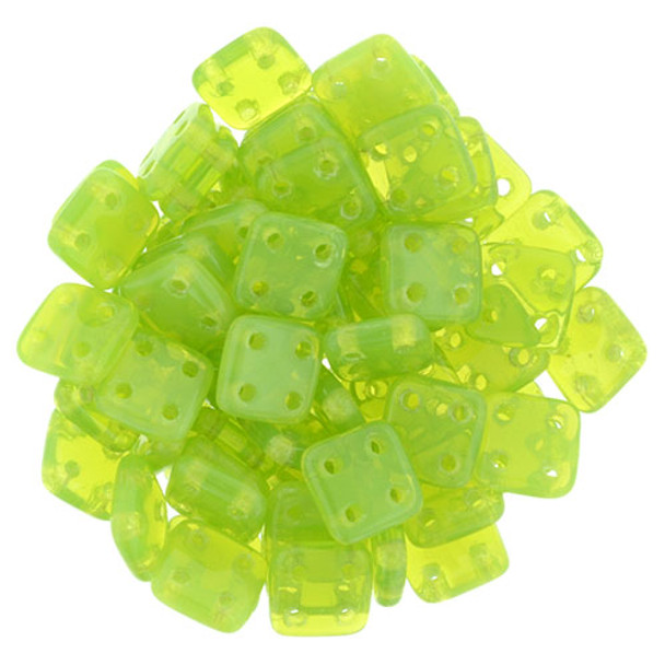 4-Hole QuadraTile 6mm CzechMates MILKY DK PERIDOT