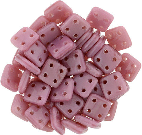 4-Hole QuadraTile 6mm CzechMates CORAL PINK