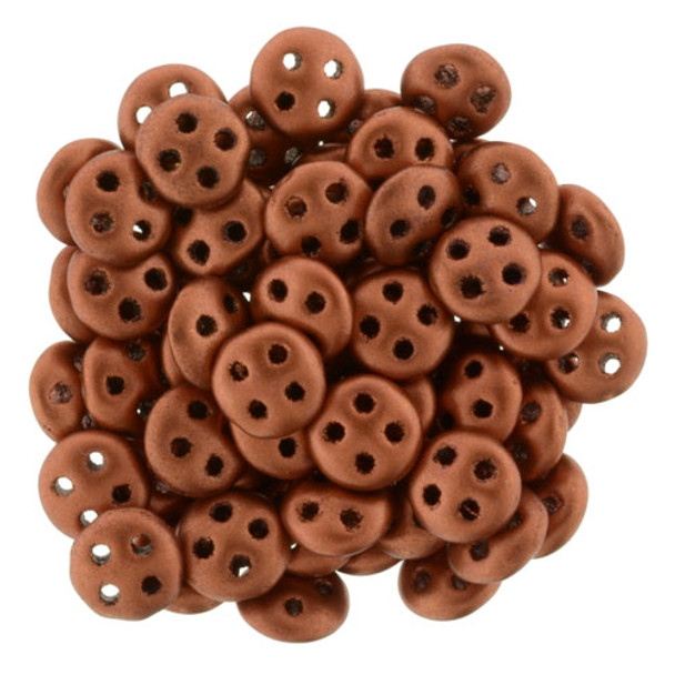 4-Hole QuadraLentil 6mm CzechMates MATTE METALLIC ANTIQUE COPPER