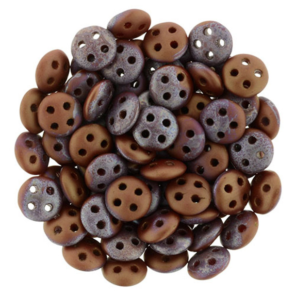 4-Hole QuadraLentil 6mm CzechMates MATTE OXIDIZED BRONZE OPAQUE RED