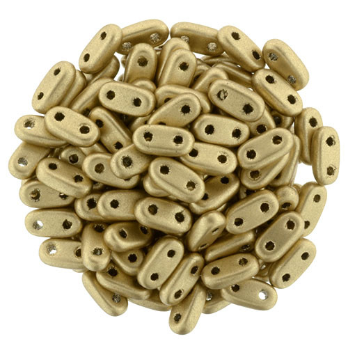 2-Hole Bar Beads 6x2mm CzechMates MATTE METALLIC FLAX