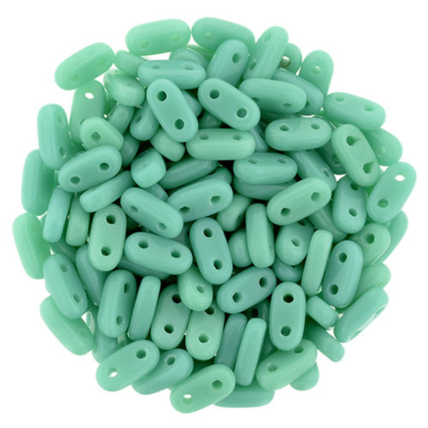 2-Hole Bar Beads 6x2mm CzechMates TURQUOISE