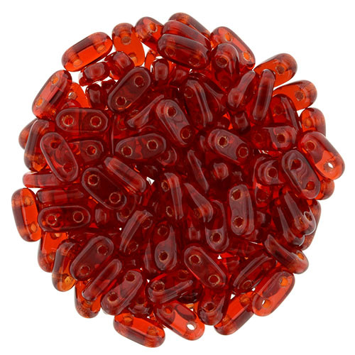 2-Hole Bar Beads 6x2mm CzechMates SIAM RUBY