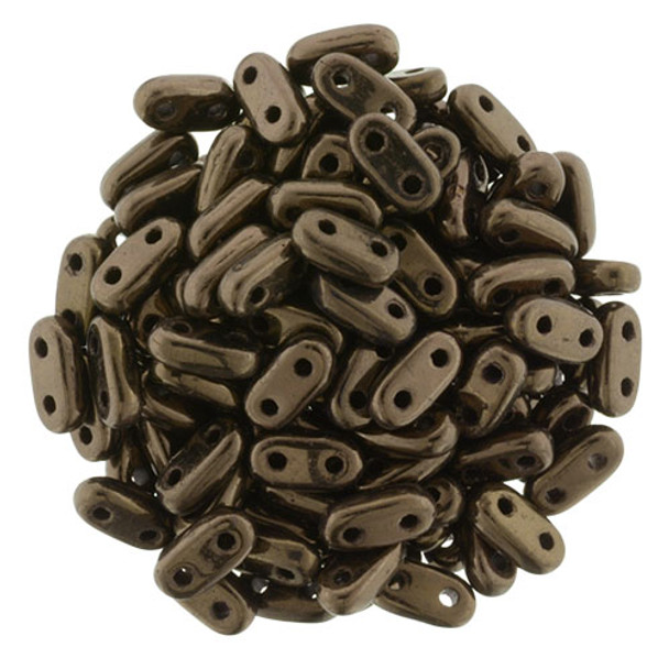 2-Hole Bar Beads 6x2mm CzechMates DK BRONZE