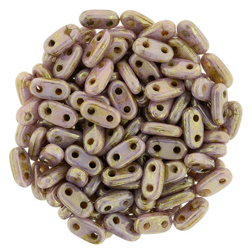 2-Hole Bar Beads 6x2mm CzechMates LUSTER OPAQUE GOLD SMOKY TOPAZ