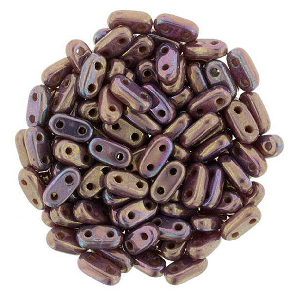 2-Hole Bar Beads 6x2mm CzechMates OXIDIZED BRONZE BERRY