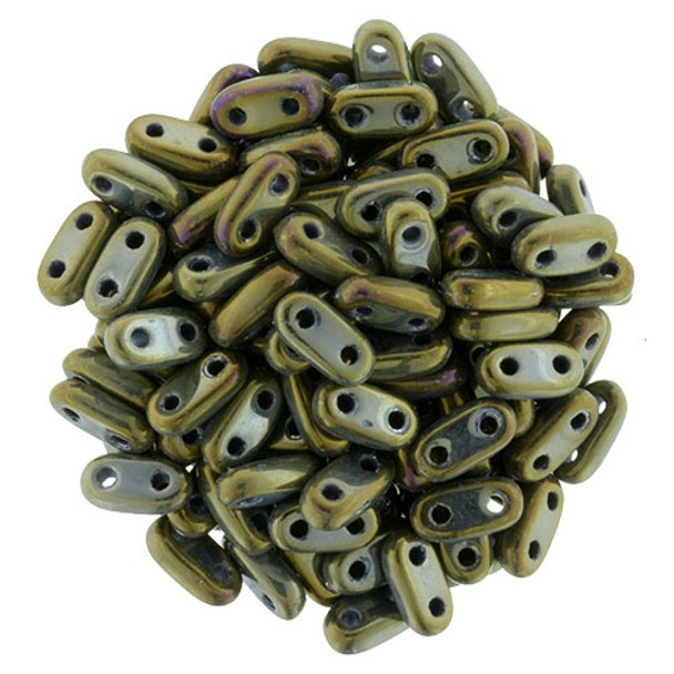 2-Hole Bar Beads 6x2mm CzechMates IRIS BROWN