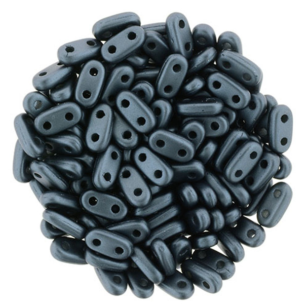 2-Hole Bar Beads 6x2mm CzechMates PEARL COAT CHARCOAL