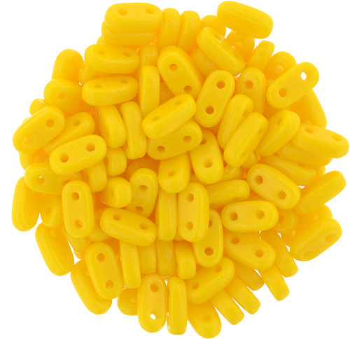 2-Hole Bar Beads 6x2mm CzechMates OPAQUE SUNFLOWER YELLOW