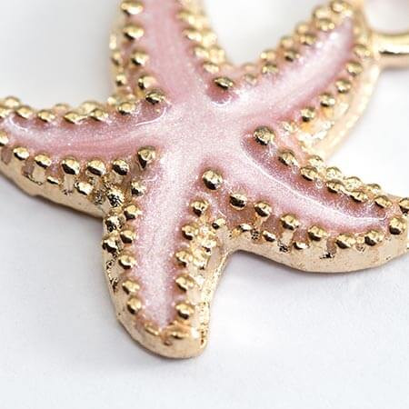 Charm-STARFISH-IRIDESCENT PINK-14x18mm Enamel Plated