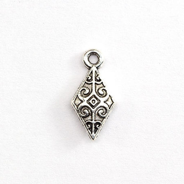 Charm-RHOMBUS-8x16mm Antique Silver Plated