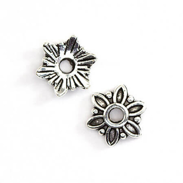 FLOWER BEAD CAP 7mm Antique Silver Plated