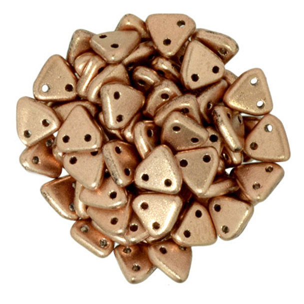 2-Hole TRIANGLE Beads 6mm CzechMates MATTE METALLIC COPPER