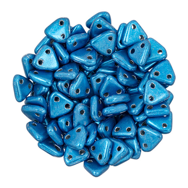 2-Hole TRIANGLE Beads 6mm CzechMates SATURATED METALLIC NEBULAS BLUE